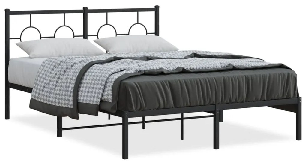 Giroletto Con Testiera İn Metallo Nero 140x190 Cm /