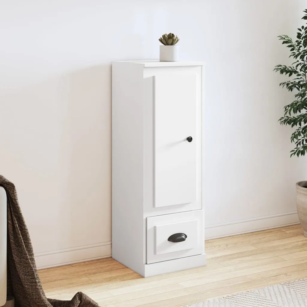 Credenza Bianca 36x35,5x103,5 Cm İn Legno Multistrato /