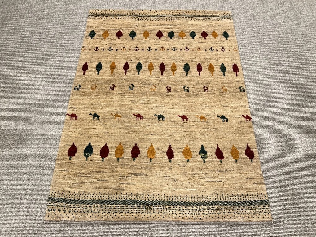 Gabbeh Tappeto 130x180 Beige (Iran) Annodato A Mano