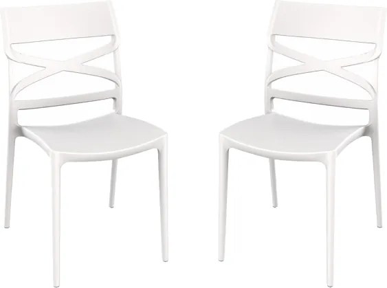 Sedia polipropilene per interno e esterno impilabile MIROK Bianco set 2 pezzi