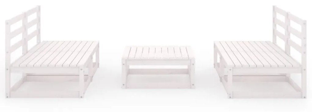 Set divani da giardino 5 pz bianco in legno massello di pino