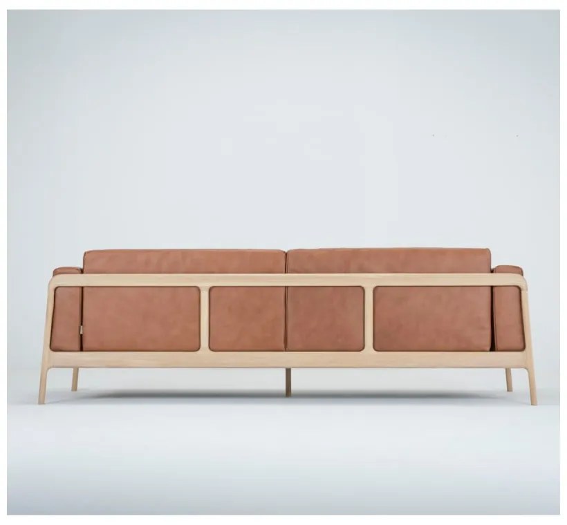 Divano in pelle di bufalo marrone cognac con struttura in rovere massiccio , 240 cm Fawn - Gazzda