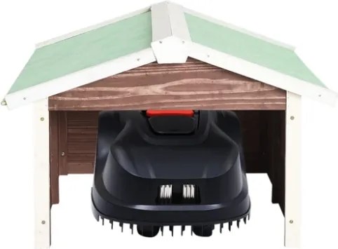 Casetta per Tosaerba Robotizzato 72x87x50 cm Mocca Bianca Abete