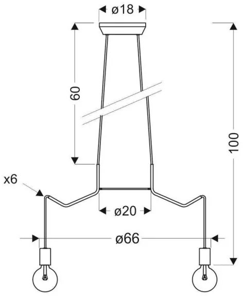 Lampadario a sospensione con filo BASSO 6xE27/40W/230V nero