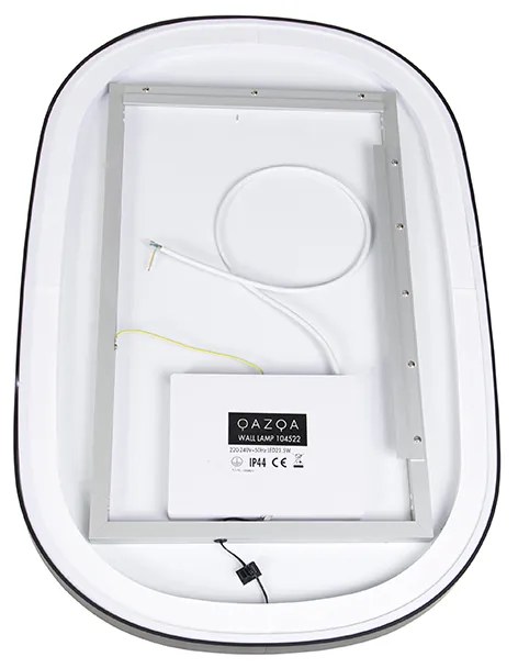 Specchio da bagno nero con LED dimmerabile a 3 livelli con touch ovale - Miral