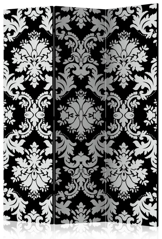 Paravento design Tocco di eleganza (3-parti) - ornamenti in bianco e nero