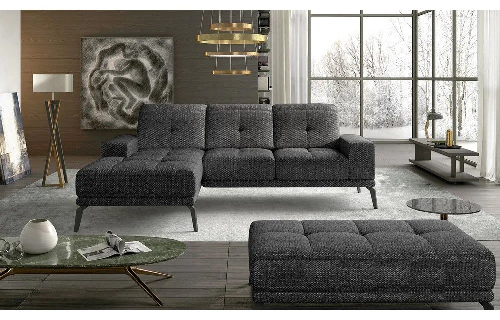 Divano angolare nero (con penisola a sinistra/con chaise lounge) Torrense – ELTAP