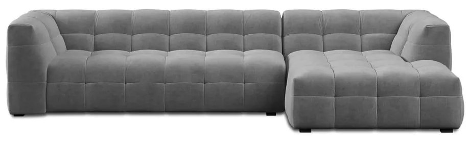 Divano angolare in velluto grigio, angolo destro Vesta - Windsor & Co Sofas