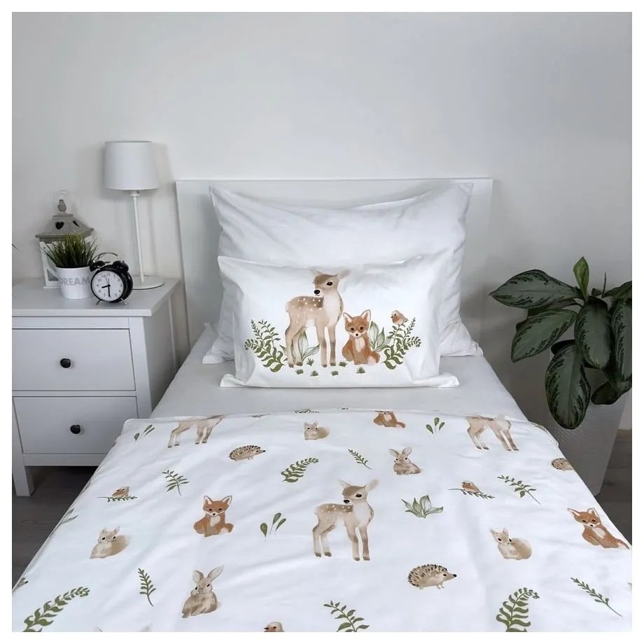 Set copripiumino e federa da bambini bianco/marrone in cotone per culla 100x135 cm Forest Animals – Jerry Fabrics