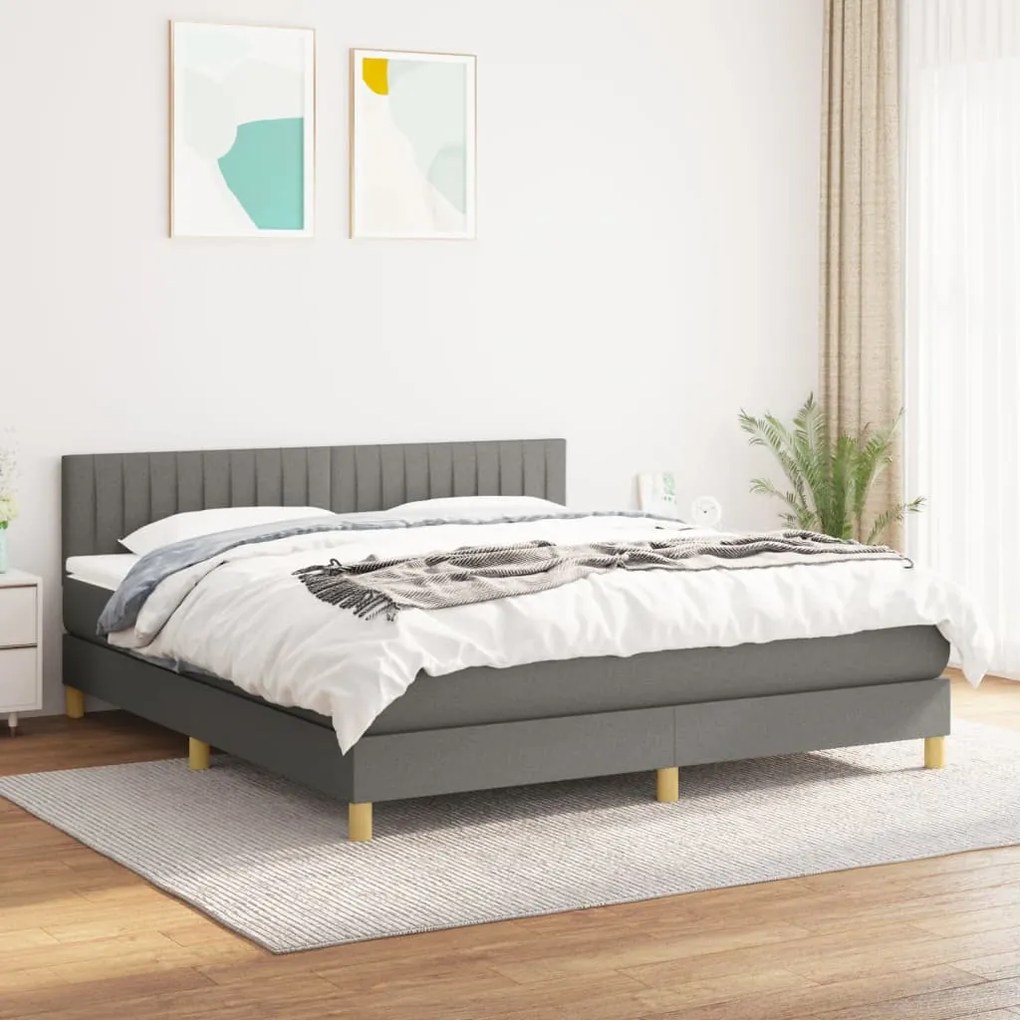 Giroletto A Molle Con Materasso Grigio Scuro 160x200 Cm Tessuto /