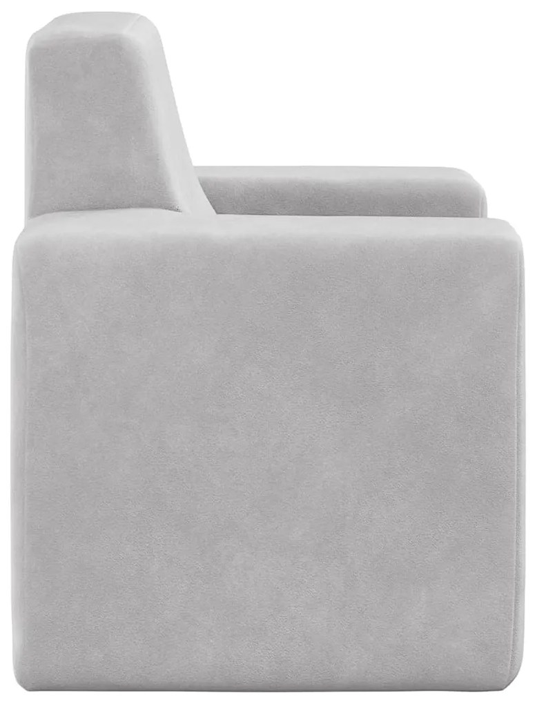 Divano per bambini grigio chiaro in morbido peluche