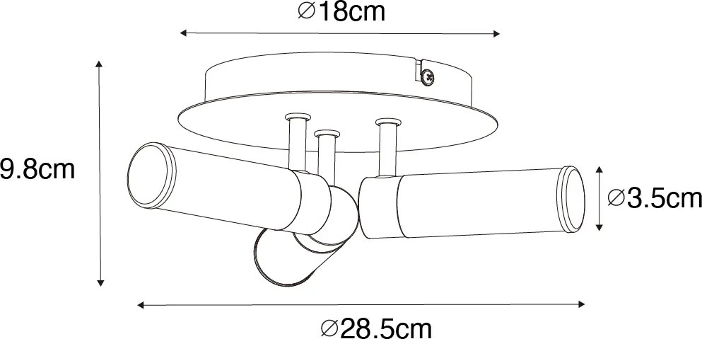 Plafoniera moderna per bagno in acciaio 3 luci IP44 - Bath