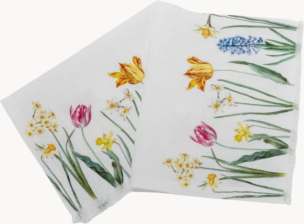 Set di 2 asciugamani ospite in lino Early Flowers