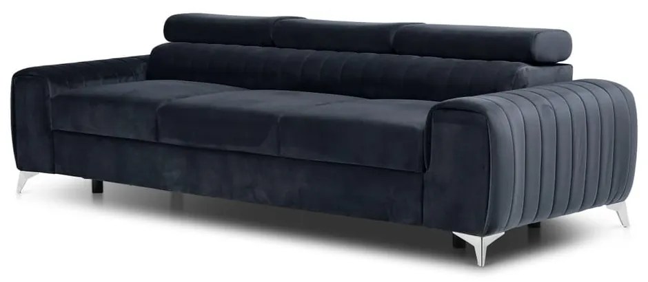 Divano color antracite allungabile e rivestimento in velluto 261 cm Laurence – ELTAP