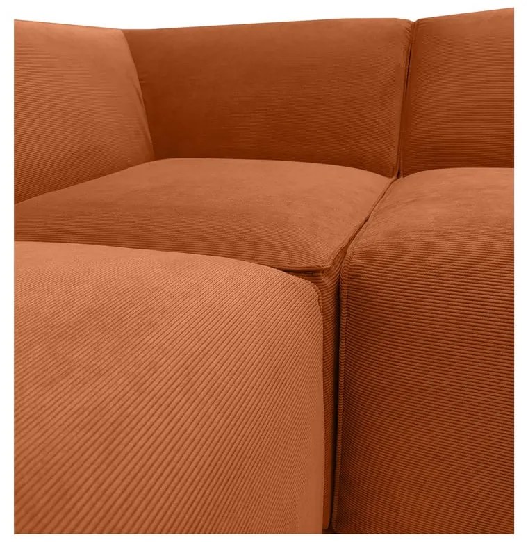 Divano angolare in velluto a coste arancione (angolo destro) Sting - Scandic