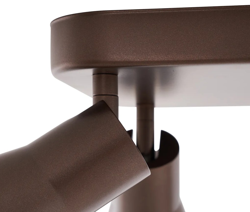 Faretto da soffitto quadrato 4 luci GU10 50 mm bronzo scuro - Stanley