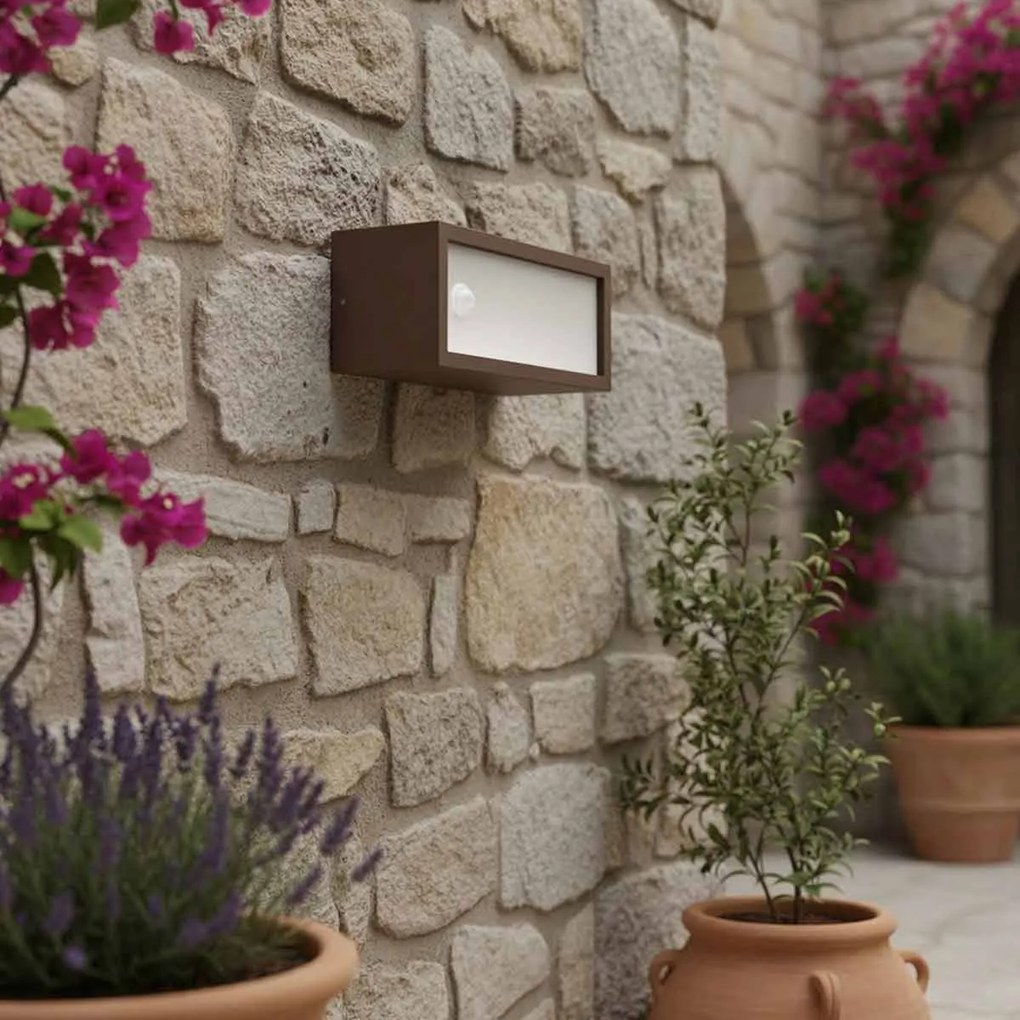 Applique con Sensore Movimento E27 IP65 FLUTE per esterno - Corten