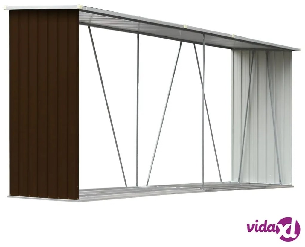 vidaXL Capannone da Giardino in Acciaio Zincato 330x84x152cm Marrone