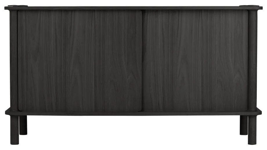 Cassettiera nera in rovere massiccio con porte scorrevoli 135x73,5x48 cm Italic – UMAGE