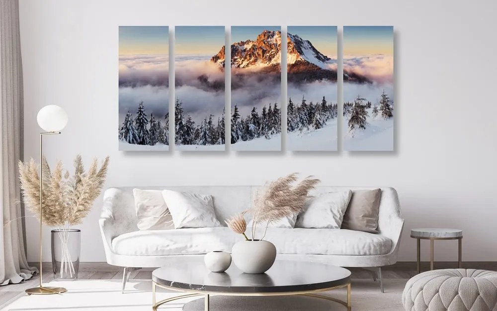 Quadri 5 pezzi – Rozsutec sotto la neve