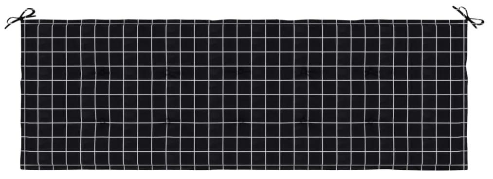 Cuscino Panca Giardino a Quadri Nero 150x50x3 cm Tessuto Oxford
