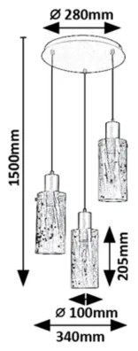 Rabalux 72038 - Lampadario a sospensione con filo FUMEA 3xE27/60W/230V
