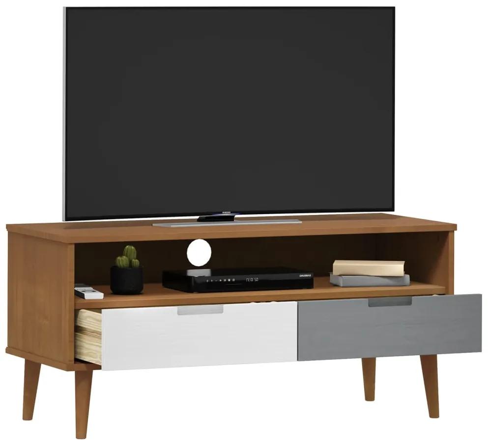 Mobile tv molde marrone 106x40x49 cm in legno massello di pino