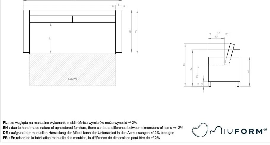 Divano letto turchese 207 cm Simon - Miuform