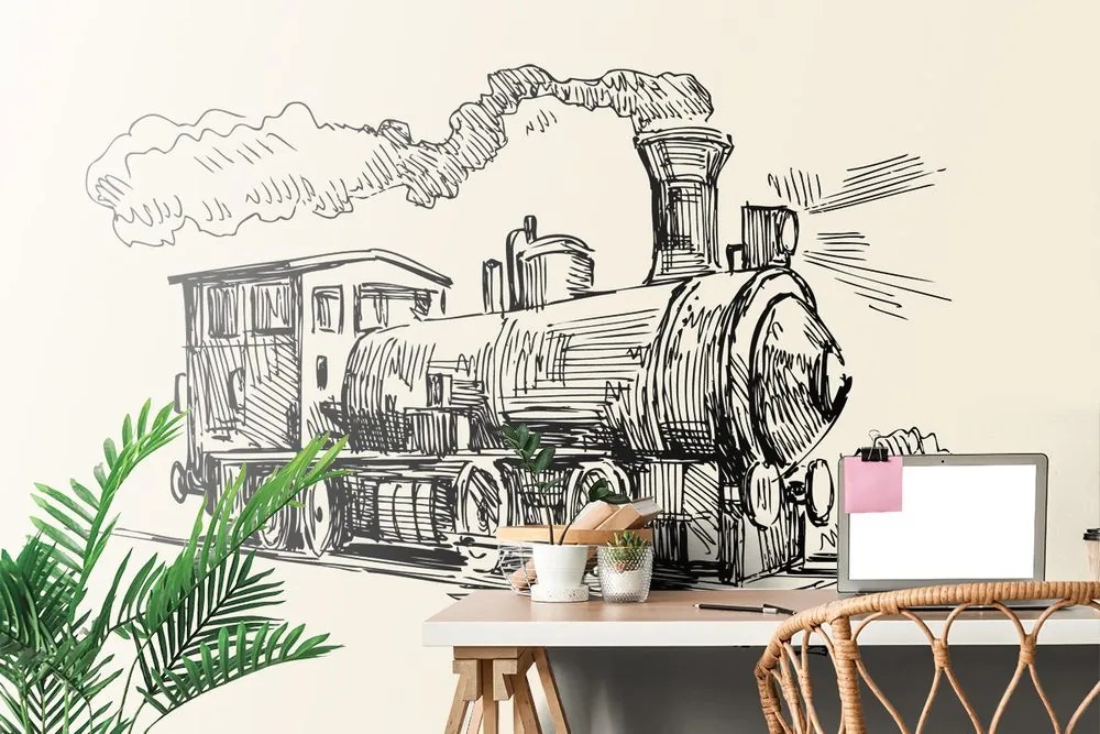 Carta da parati autoadesiva – Treno in stile retrò