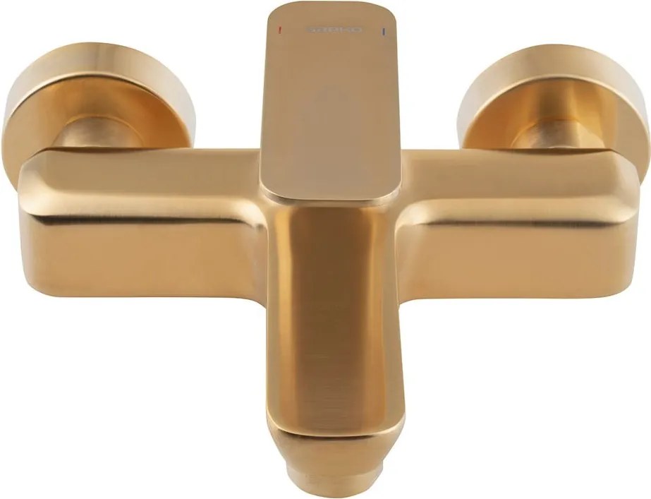 Rubinetto per vasca da bagno dorato da parete (con due uscite) Spy – Sapho