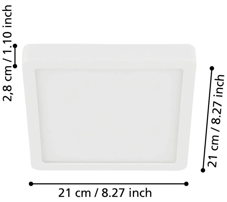 Plafoniera LED bianca 21x21 cm FUEVA 5 – EGLO