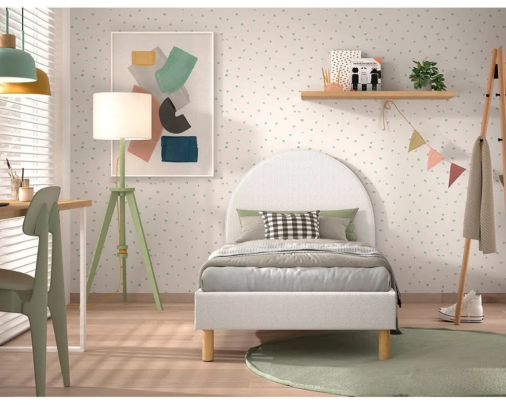 Letto singolo imbottito bianco con griglia 90x200 cm MOON - Vipack