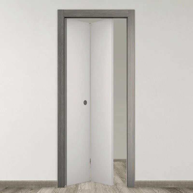 Porta tamburata pieghevole a libro simmetrica Nida grigio L 80 x H 210 cm destra