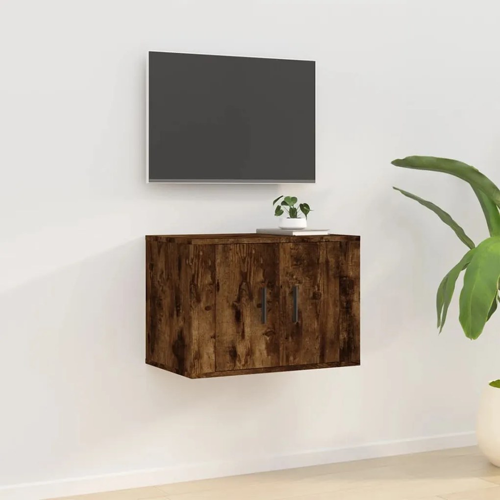 Mobile Porta Tv A Parete Rovere Fumo 57x34,5x40 Cm /