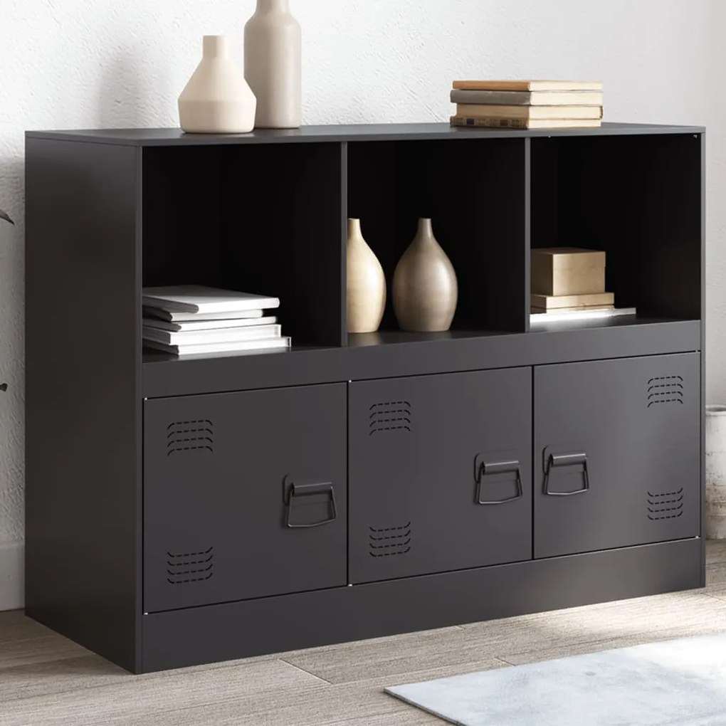 Credenza Nera 99x39x73 Cm İn Acciaio /