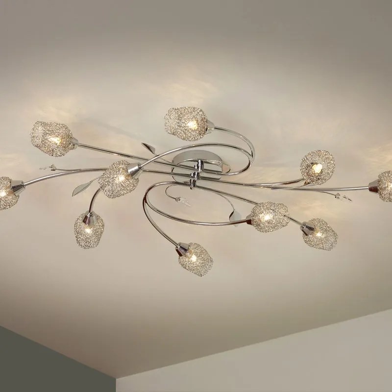 Plafoniera neoclassico Adriana Ø 86 cm cromo IP20, 10XG9
