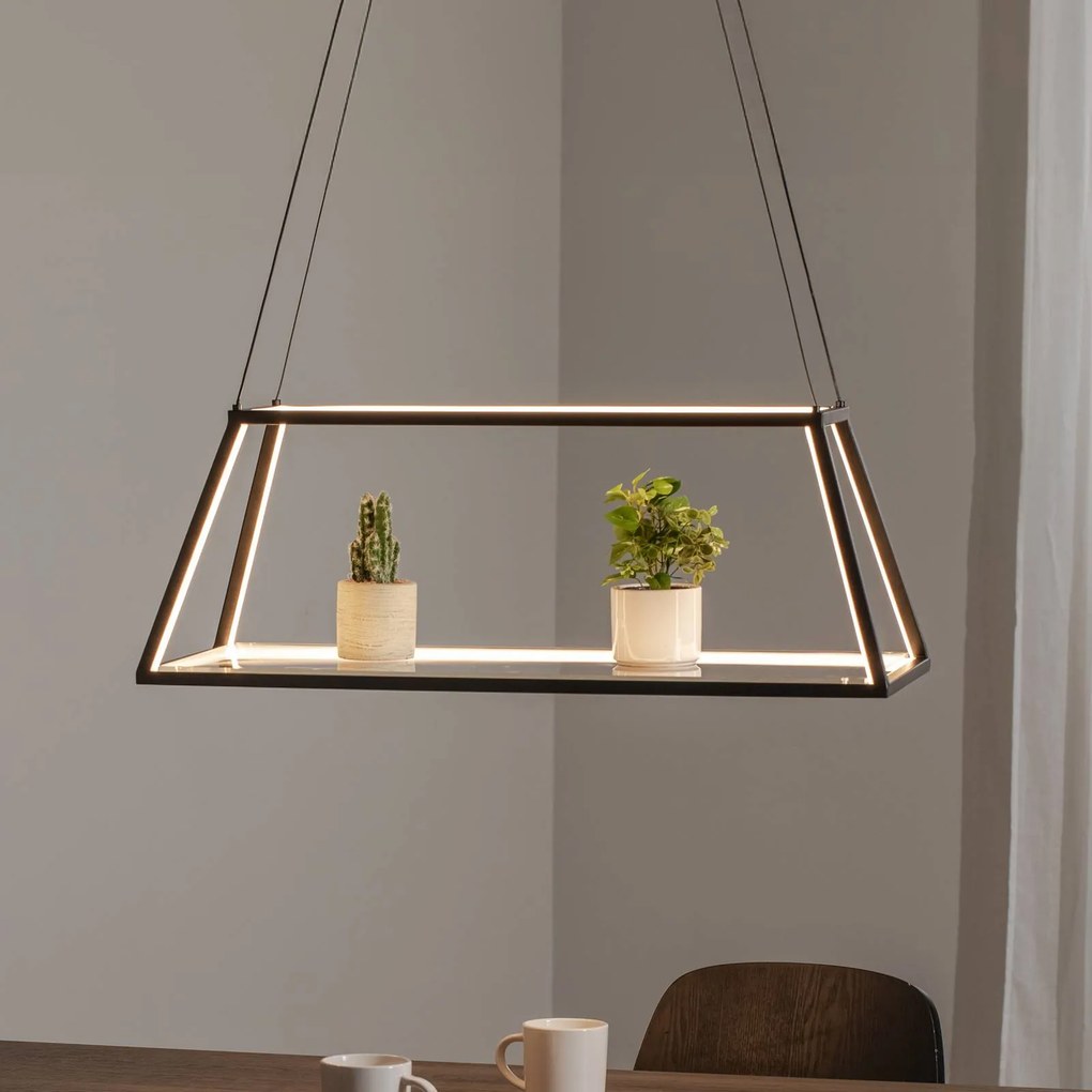 Lucande lampada LED a sospensione Mensola, nero, alluminio, 75 cm