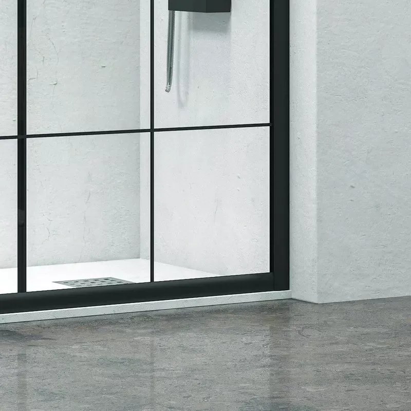 Box doccia 70x70 telaio nero vetro quadrati neri NICO-B1000 - KAMALU