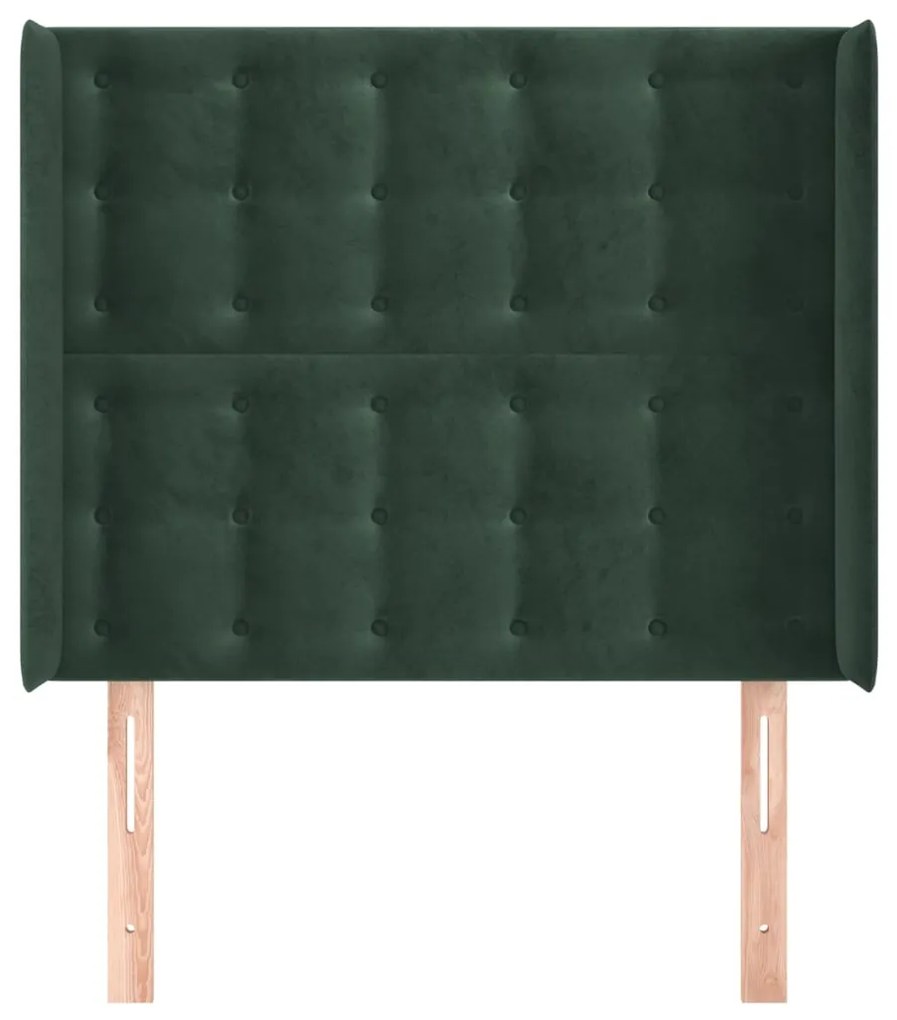 Testiera ad orecchio verde scuro 83x16x118/128 cm in velluto