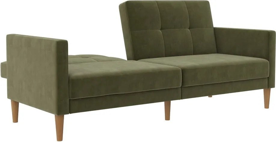 Divano letto in velluto verde 207 cm Lilly - Støraa