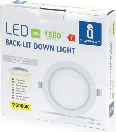 Aigostar - Lampada LED da incasso LED/12W/230V 3000K diametro 17,5 cm bianco