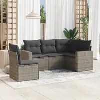 Set Divano da Giardino 5 pz con Cuscini Grigio in Polyrattan 3251307