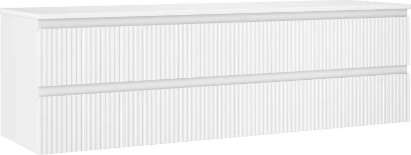 Mexen Rivel mobile bagno sotto lavabo 160 cm con piano, 2 cassetti, scanalato, bianco opaco - 91A20-16047-2-BFFC01