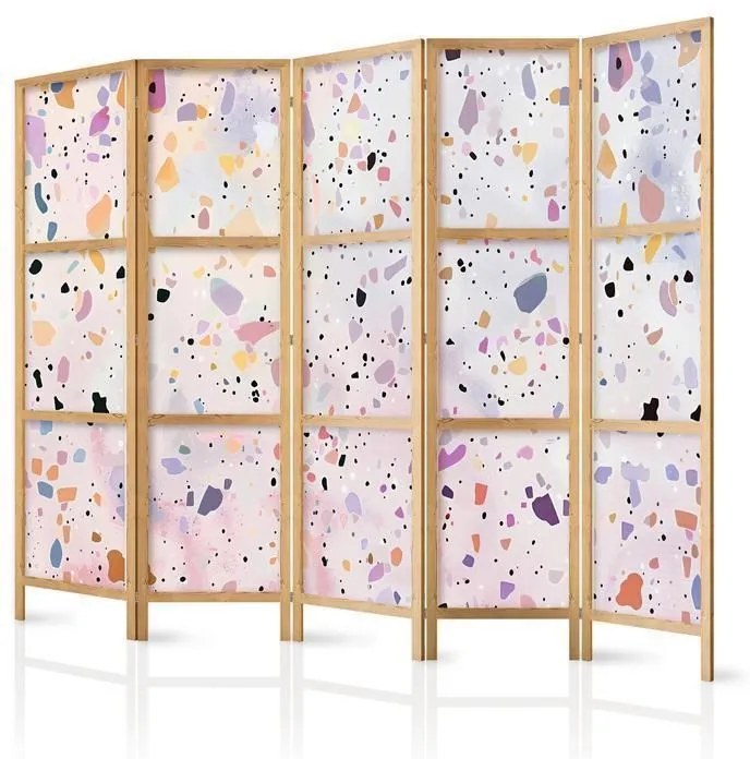 Paravento giapponese - Confetti-Style Terrazzo - Purple-Pink - Colorful Pattern