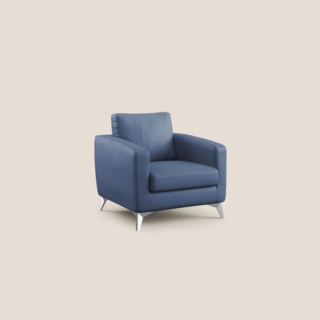 Orione Poltroncina in ecopelle moderna e impermeabile T04 blu