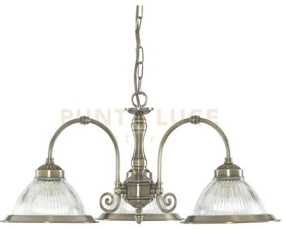 American diner 3lt pendant - ottone anticato e vetro rigato