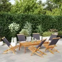 Sedie Giardino Pieghevoli 6pz Antracite Tessuto Legno Massello 3214641