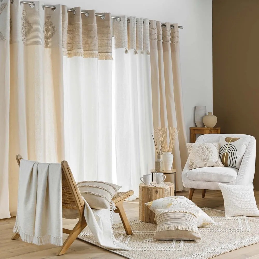 Tenda bianca/marrone in misto iuta 140x240 cm Cirrus – douceur d'intérieur