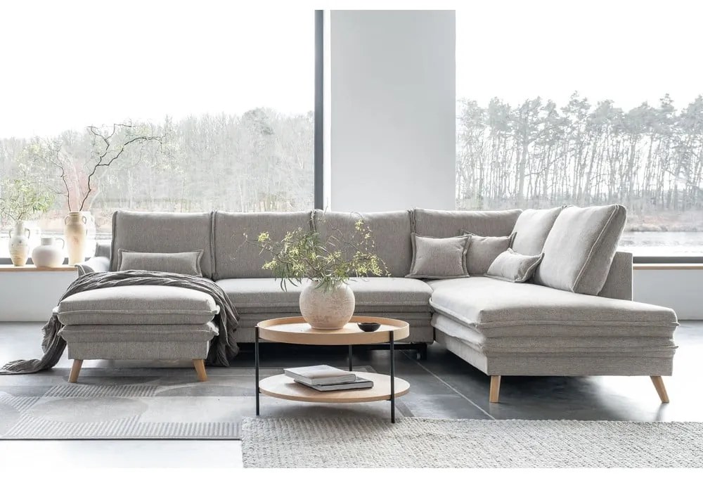 Divano letto angolare beige (angolo destro/"U") Charming Charlie - Miuform