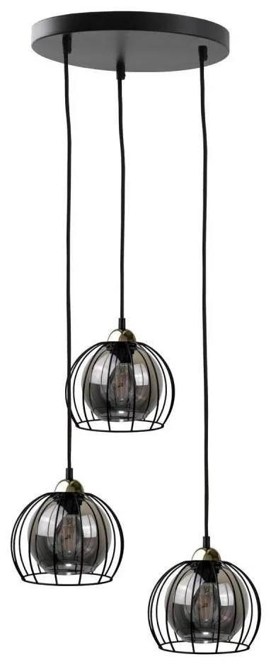 Lampadario a sospensione con filo SOLO BLACK 3xE27/60W/230V nero/oro